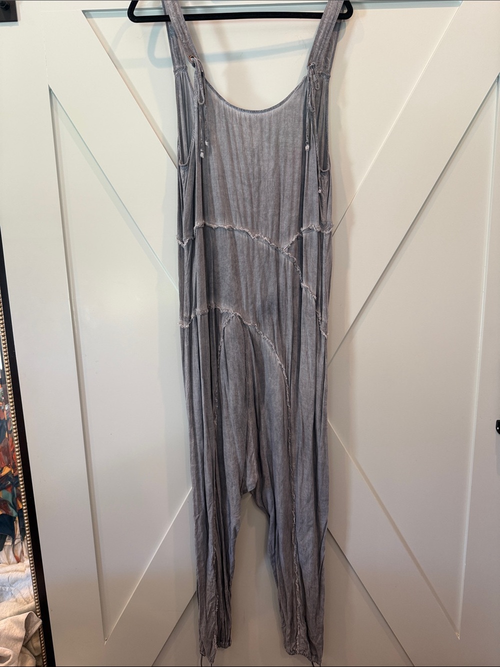 Washed Gray Tiered Strap Jumpsuit